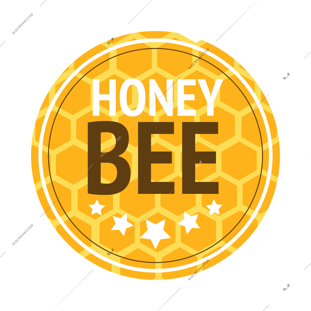 Honey label composition with isolated agriculture emblem with text on blank background vector illustration