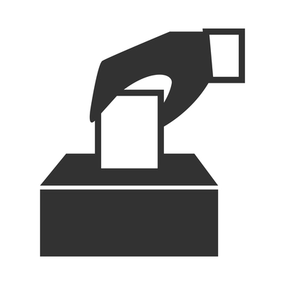 Election black composition with monochrome voting icon isolated on blank background vector illustration