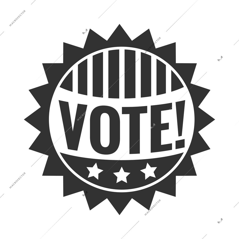 Election black composition with monochrome voting icon isolated on blank background vector illustration