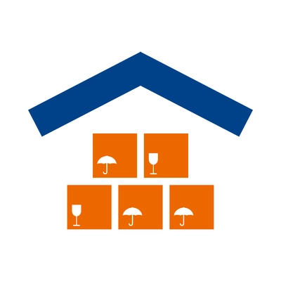 Logistic composition with blue and orange delivery service shipping icon vector illustration