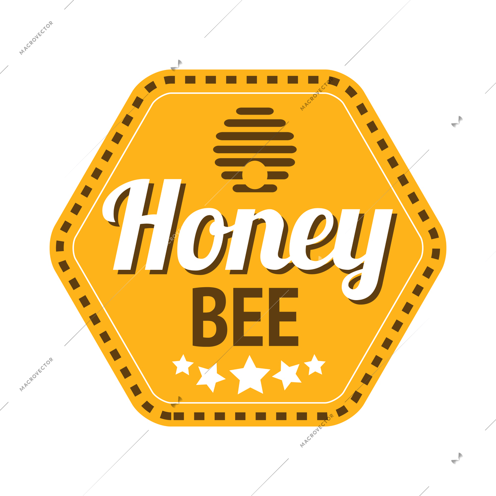 Honey label composition with isolated agriculture emblem with text on blank background vector illustration
