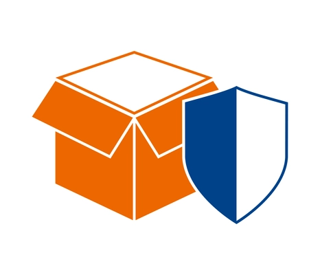 Logistic composition with blue and orange delivery service shipping icon vector illustration