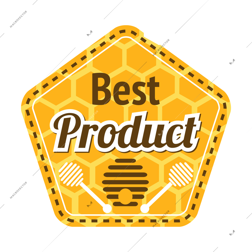 Honey label composition with isolated agriculture emblem with text on blank background vector illustration