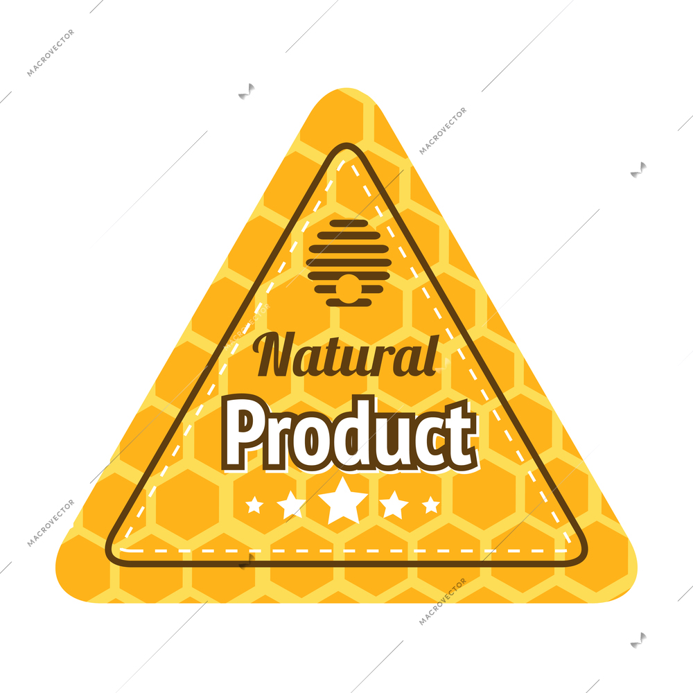 Honey label composition with isolated agriculture emblem with text on blank background vector illustration