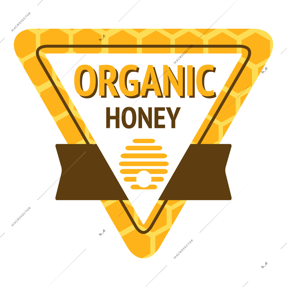 Honey label composition with isolated agriculture emblem with text on blank background vector illustration