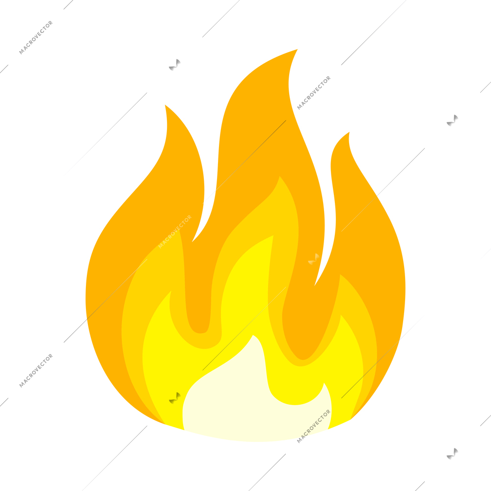 Fire color composition with bright flame burn flare icon isolated on blank background vector illustration