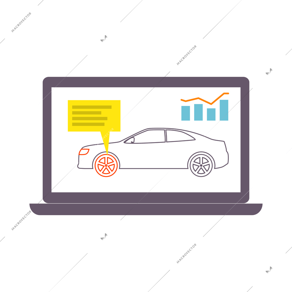 Auto service color composition with isolated car maintenance icon on blank background vector illustration