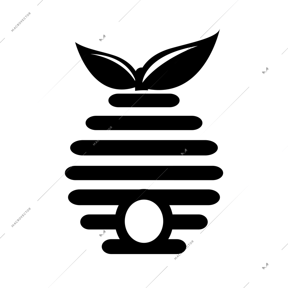 Honey composition with isolated black and white agriculture icon on blank background vector illustration