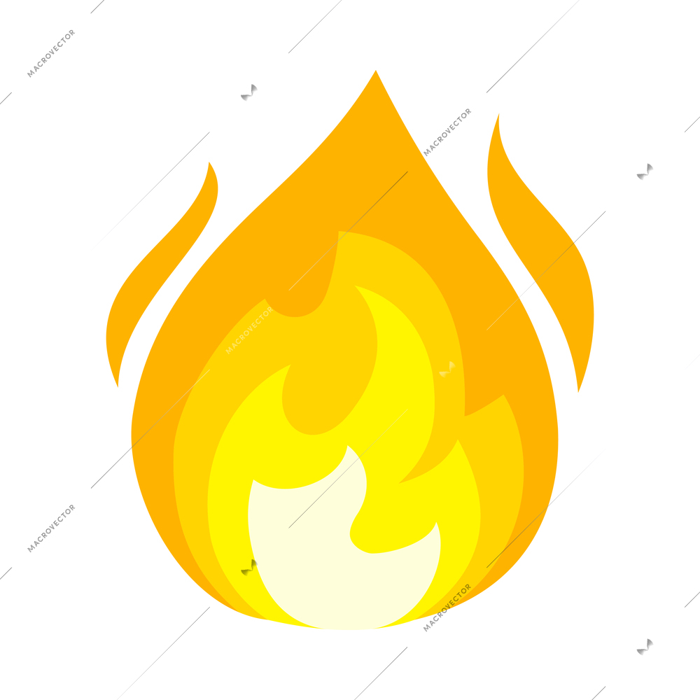 Fire color composition with bright flame burn flare icon isolated on blank background vector illustration