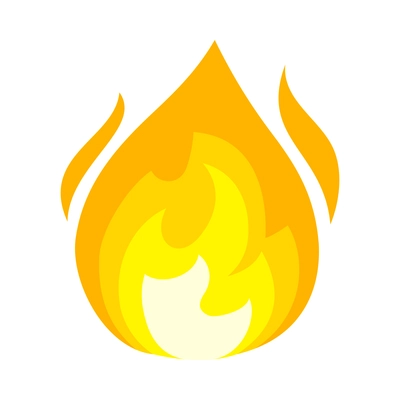 Fire color composition with bright flame burn flare icon isolated on blank background vector illustration
