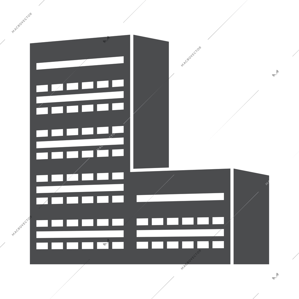 Building composition with isolated black icon of modern business center isolated on blank background vector illustration