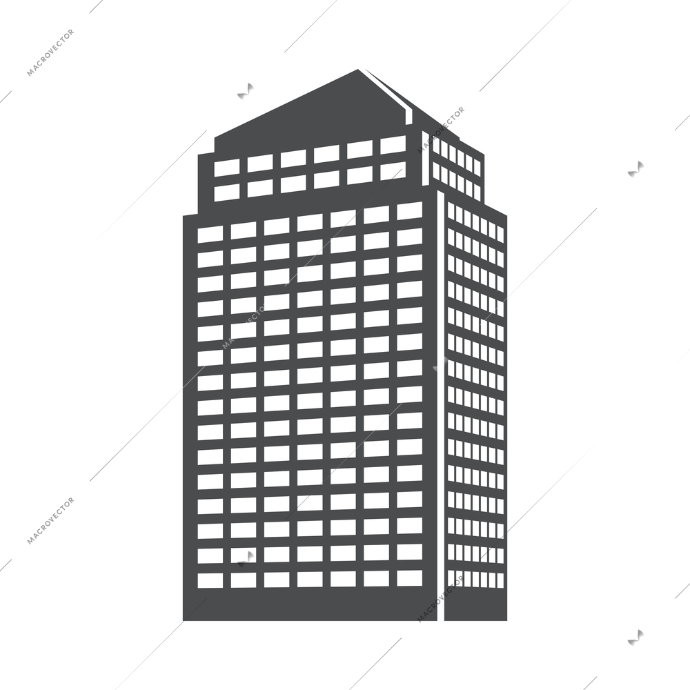 Building composition with isolated black icon of modern business center isolated on blank background vector illustration