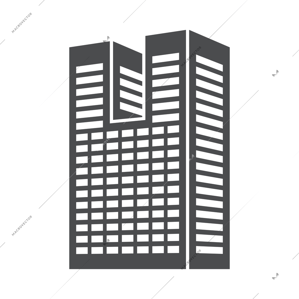 Building composition with isolated black icon of modern business center isolated on blank background vector illustration