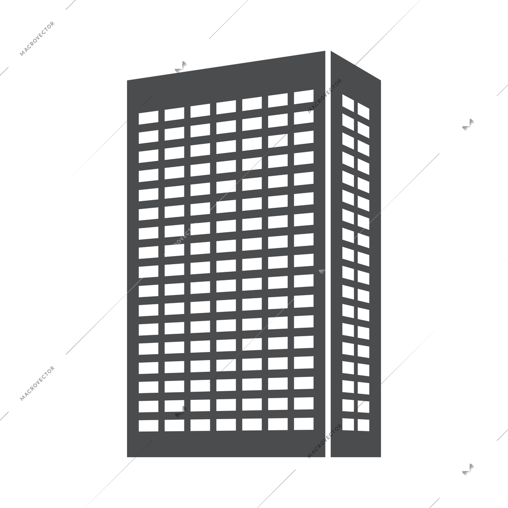 Building composition with isolated black icon of modern business center isolated on blank background vector illustration