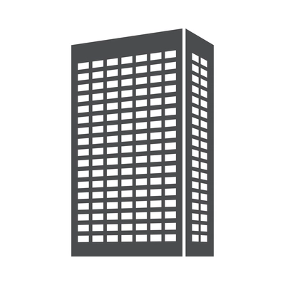 Building composition with isolated black icon of modern business center isolated on blank background vector illustration