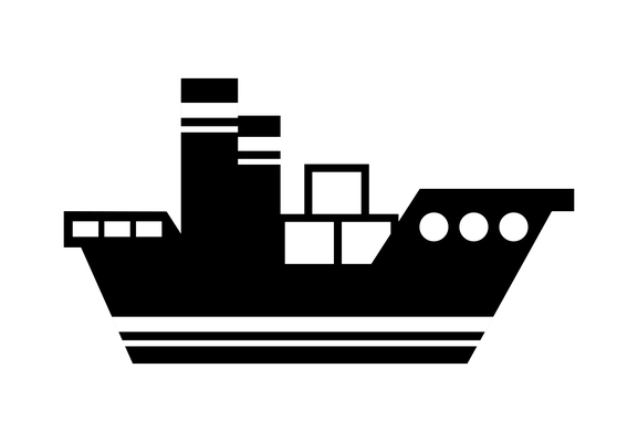 Logistic monochrome composition with isolated black and white icon of global delivery service vector illustration