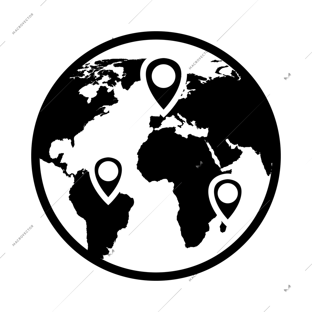 Logistic monochrome composition with isolated black and white icon of global delivery service vector illustration