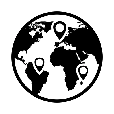 Logistic monochrome composition with isolated black and white icon of global delivery service vector illustration