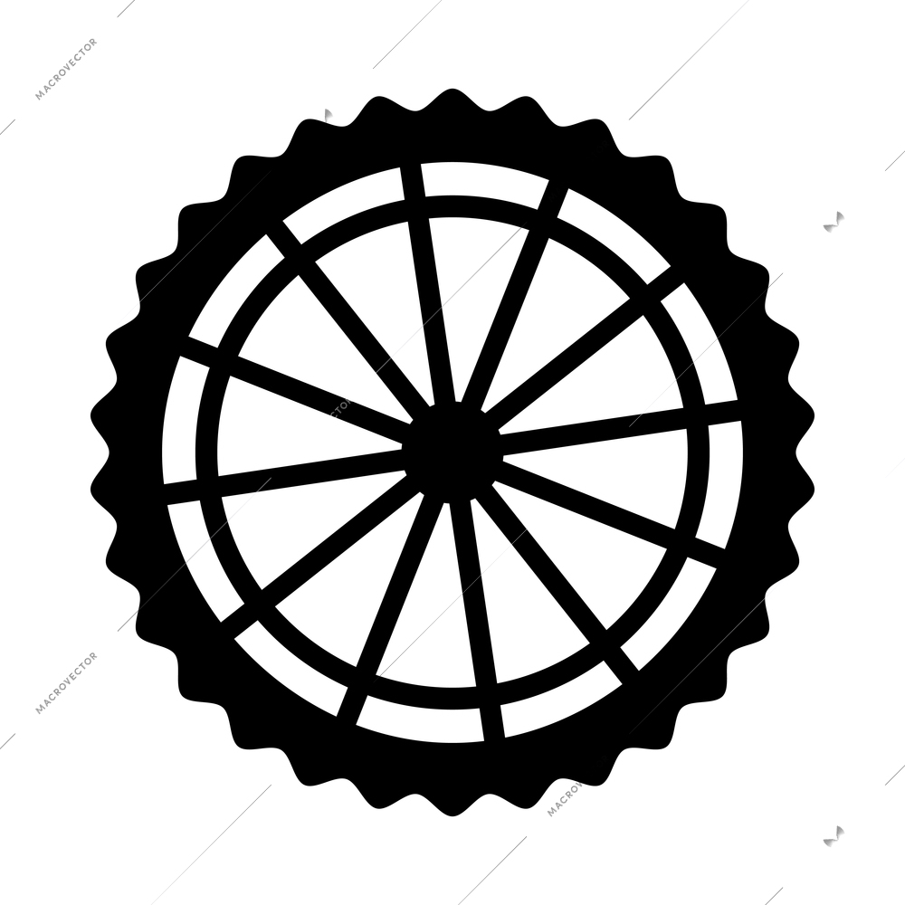 Bicycle composition with black and white isolated cycling icon on blank background vector illustration