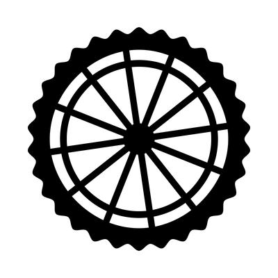 Bicycle composition with black and white isolated cycling icon on blank background vector illustration