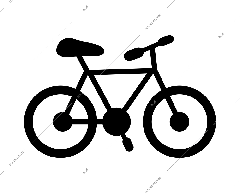 Bicycle composition with black and white isolated cycling icon on blank background vector illustration