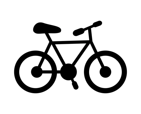 Bicycle composition with black and white isolated cycling icon on blank background vector illustration