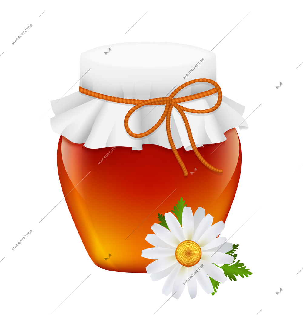 Honey composition with isolated realistic agriculture icon on blank background vector illustration