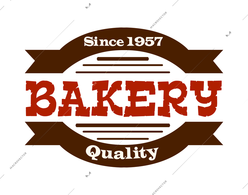 Pastry label composition with baked food emblem with frames ribbons and text vector illustration