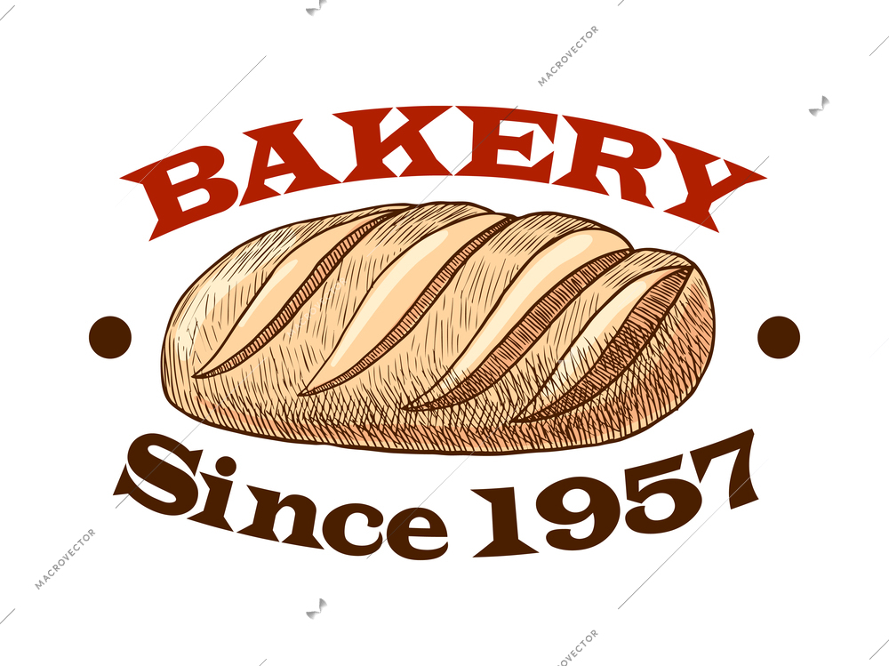 Pastry label composition with baked food emblem with frames ribbons and text vector illustration