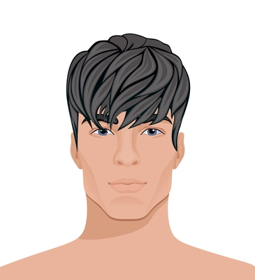 Men faces composition with isolated view of naked male head with modern hairstyle vector illustration