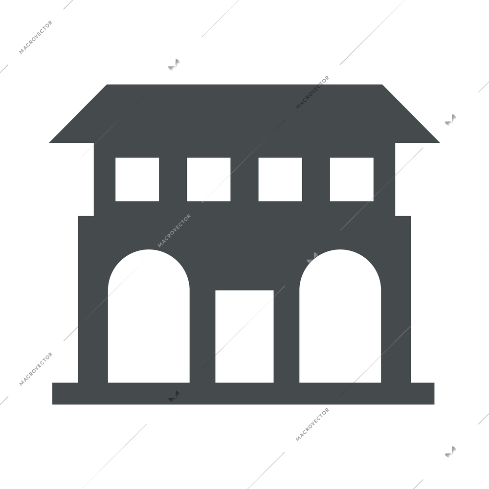 Government building black composition with flat isolated monochrome icon of department vector illustration