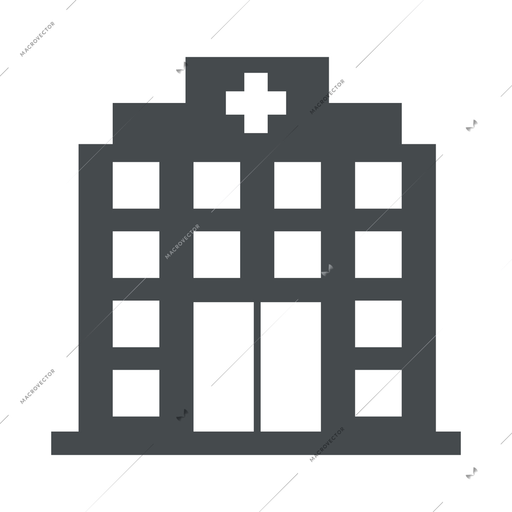 Government building black composition with flat isolated monochrome icon of department vector illustration