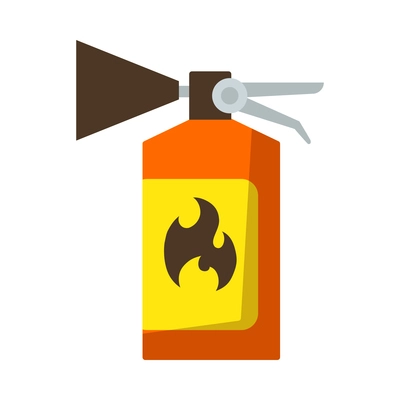 Fire protection composition with isolated extinguisher icon with burning flame on blank background vector illustration