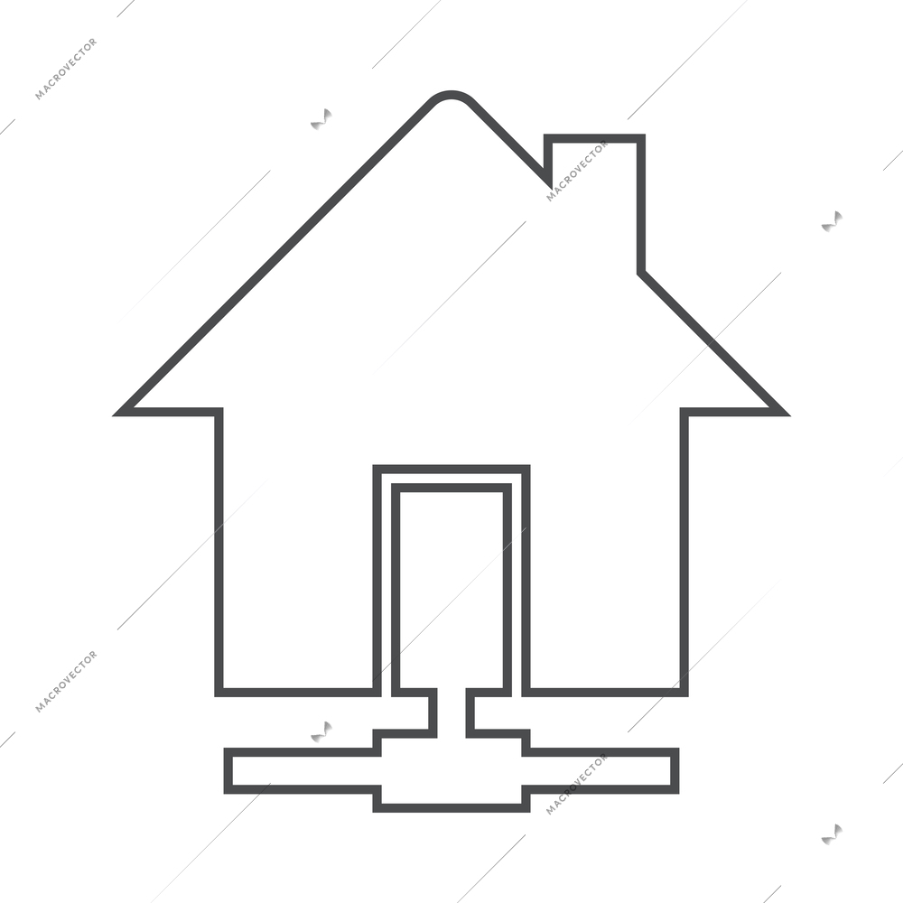 Hosting outline composition with isolated contour icon of network infrastructure elements vector illustration