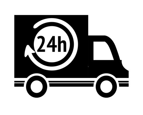 Logistic monochrome composition with isolated black and white icon of global delivery service vector illustration