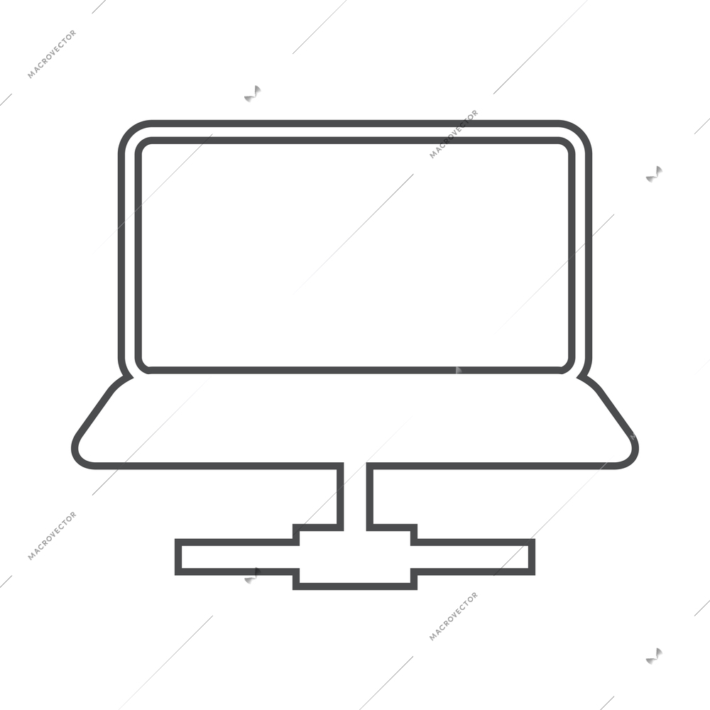 Hosting outline composition with isolated contour icon of network infrastructure elements vector illustration