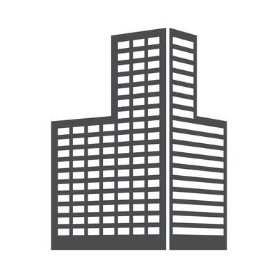 Building composition with isolated black icon of modern business center isolated on blank background vector illustration