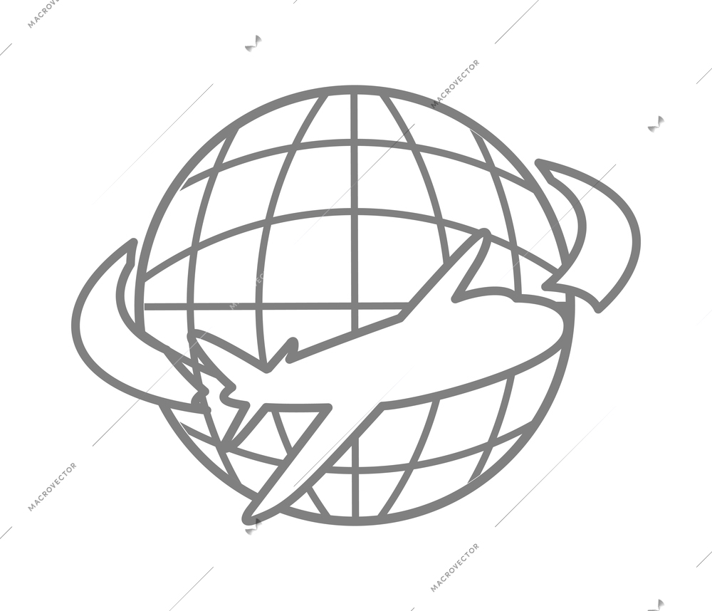 Logistic outline composition with isolated contour icon of global delivery service on blank background vector illustration