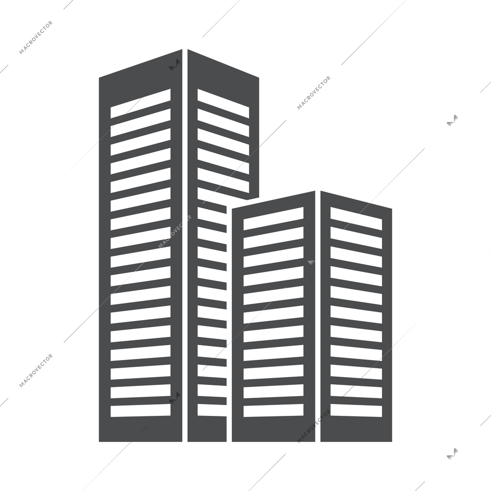 Building composition with isolated black icon of modern business center isolated on blank background vector illustration