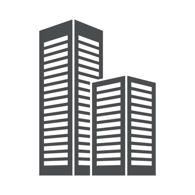 Building composition with isolated black icon of modern business center isolated on blank background vector illustration