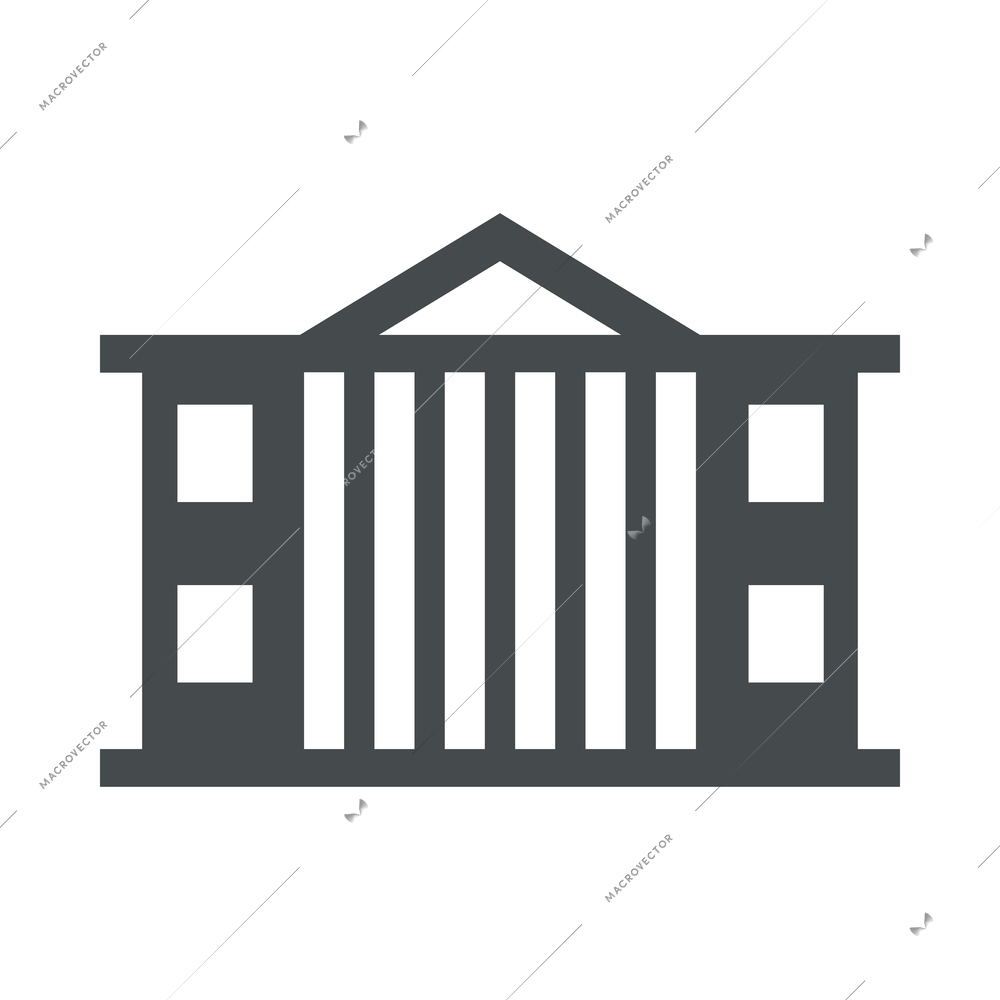 Government building black composition with flat isolated monochrome icon of department vector illustration