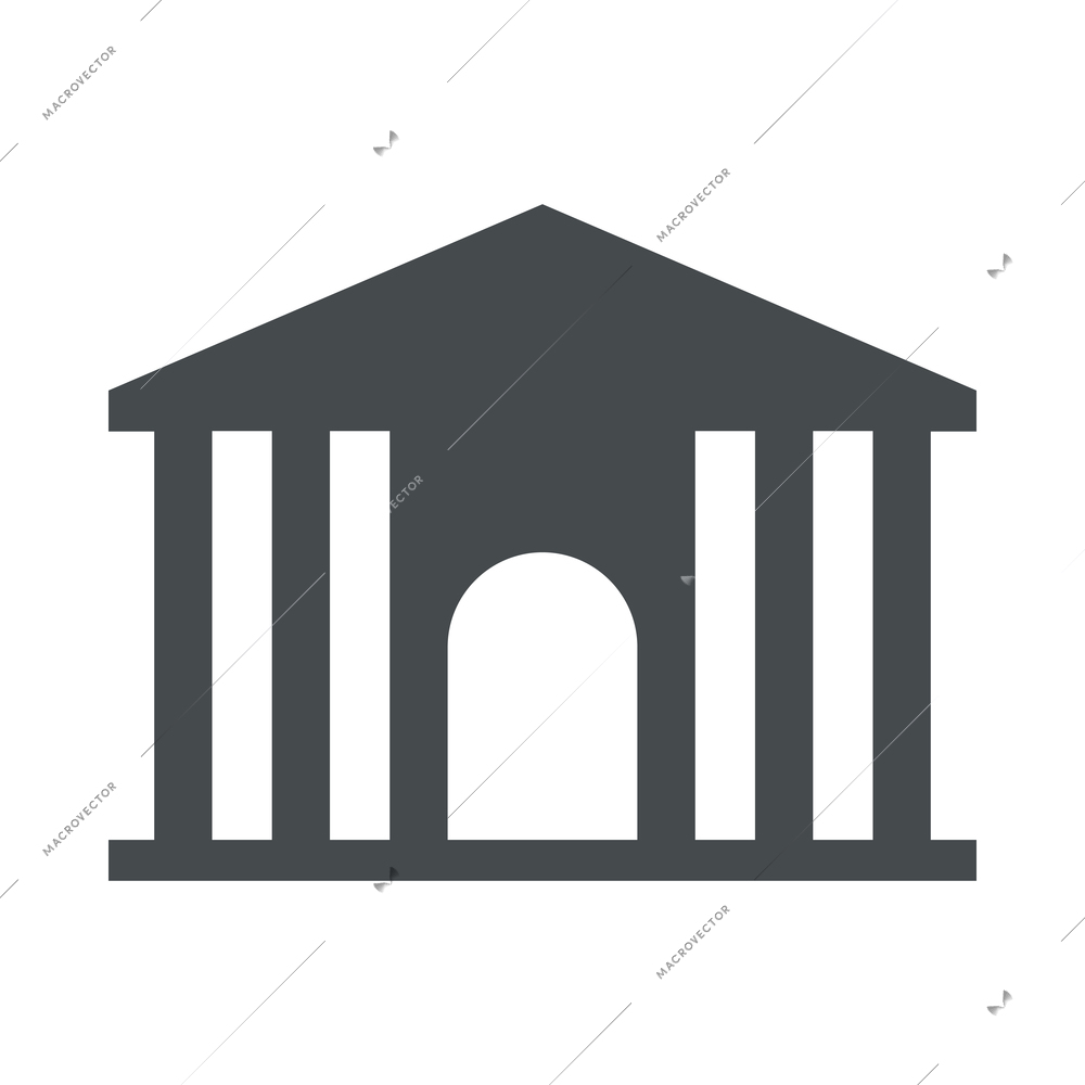 Government building black composition with flat isolated monochrome icon of department vector illustration