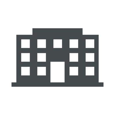 Government building black composition with flat isolated monochrome icon of department vector illustration