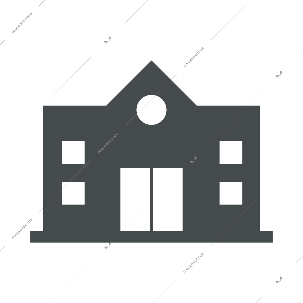 Government building black composition with flat isolated monochrome icon of department vector illustration