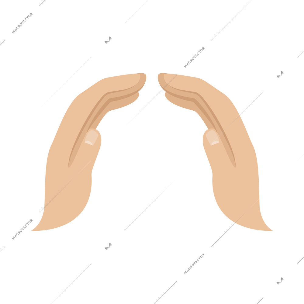 Hand hold and protect composition with isolated colorful gesture icon on blank background vector illustration