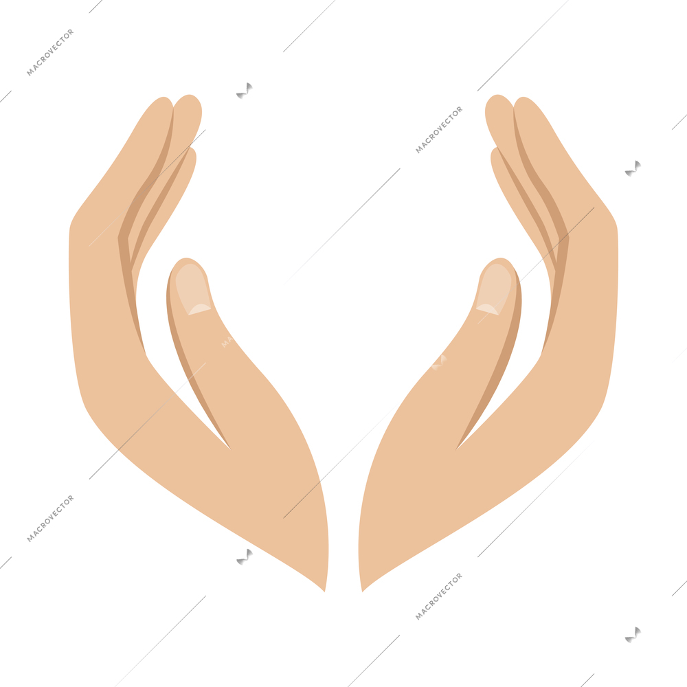 Hand hold and protect composition with isolated colorful gesture icon on blank background vector illustration