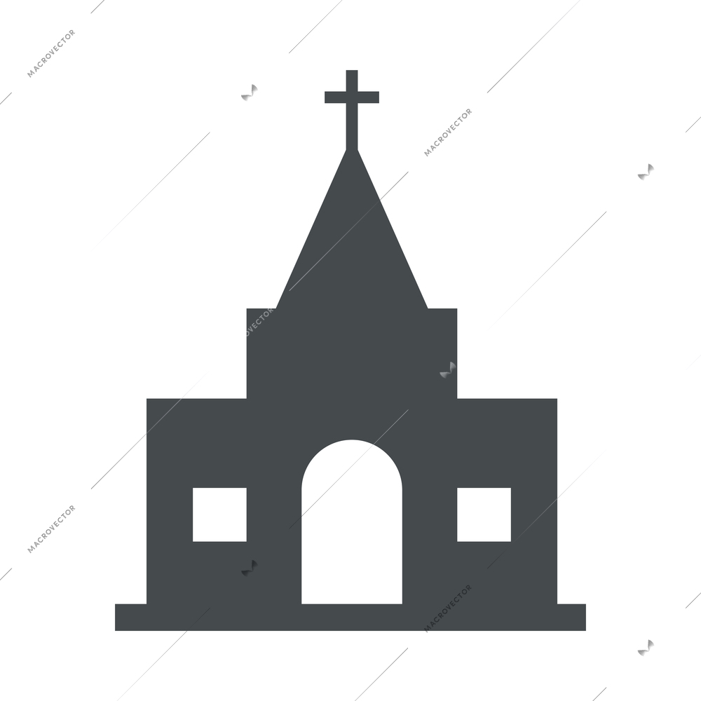 Government building black composition with flat isolated monochrome icon of department vector illustration