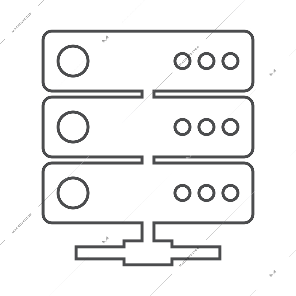 Hosting outline composition with isolated contour icon of network infrastructure elements vector illustration