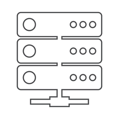 Hosting outline composition with isolated contour icon of network infrastructure elements vector illustration