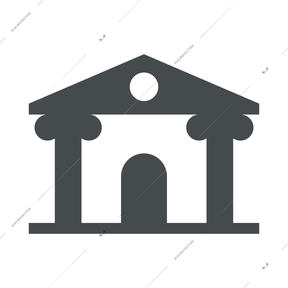 Government building black composition with flat isolated monochrome icon of department vector illustration